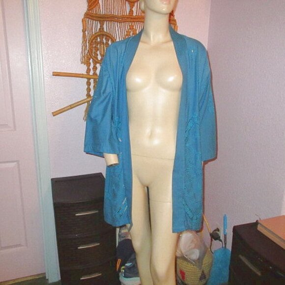 Soft Surroundings Turkish Tile Nightingale Cardigan Size M Embroidered Eyelet - Picture 2 of 12